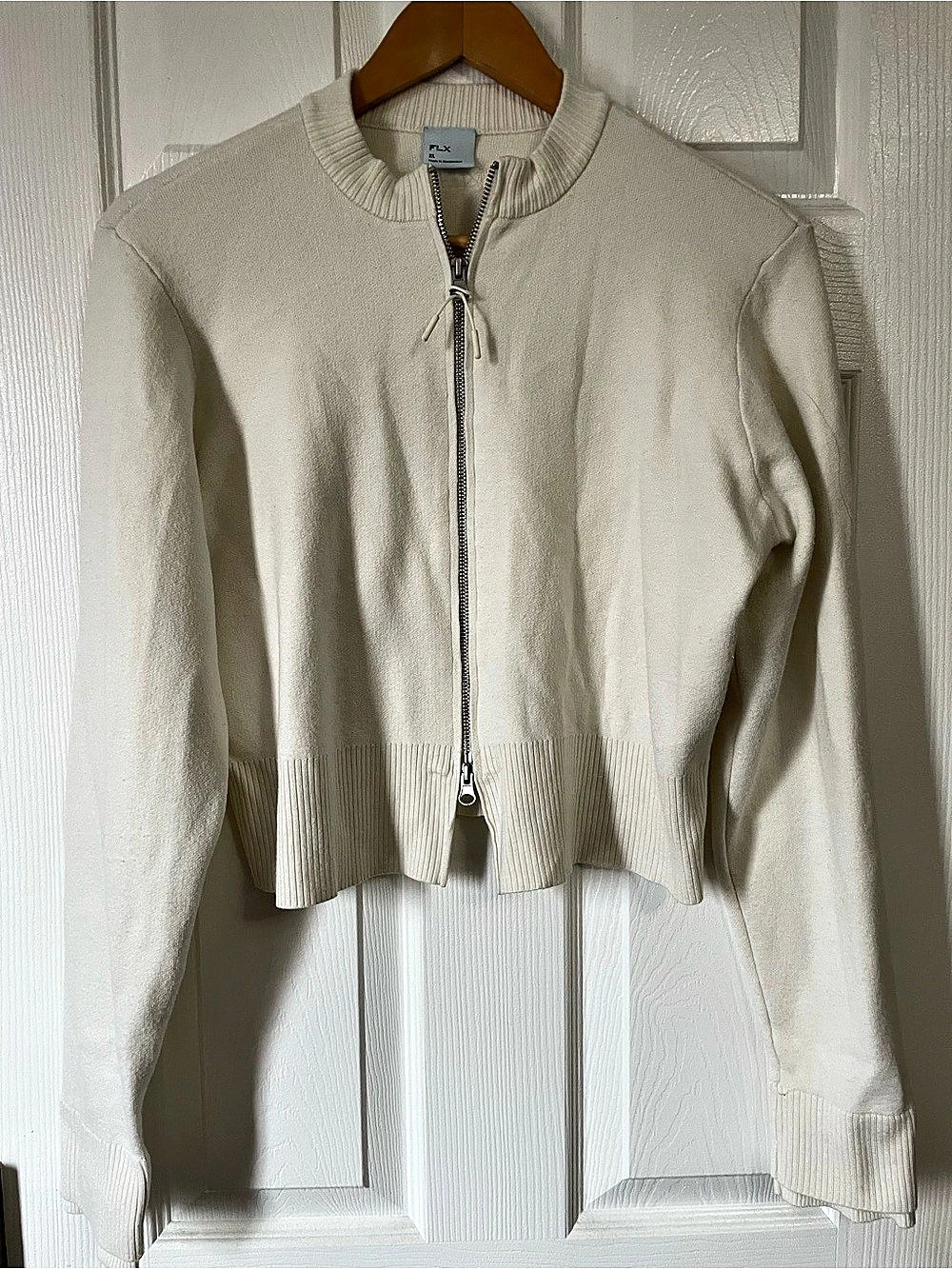 FLX Cream Zip-Up Sweater Size XL Like New